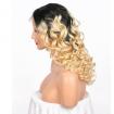 10A Virgin ECHTHAAR Perücke Lace Front Wig 70cm Blond 613 Schwarzes Rooting NEU